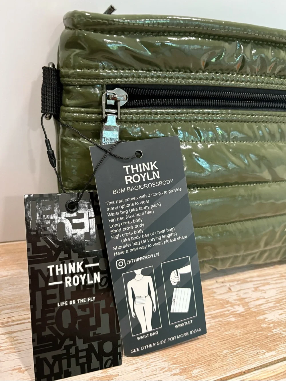 THINK ROYLN Olive Green Quilted Bum Bag Crossbody